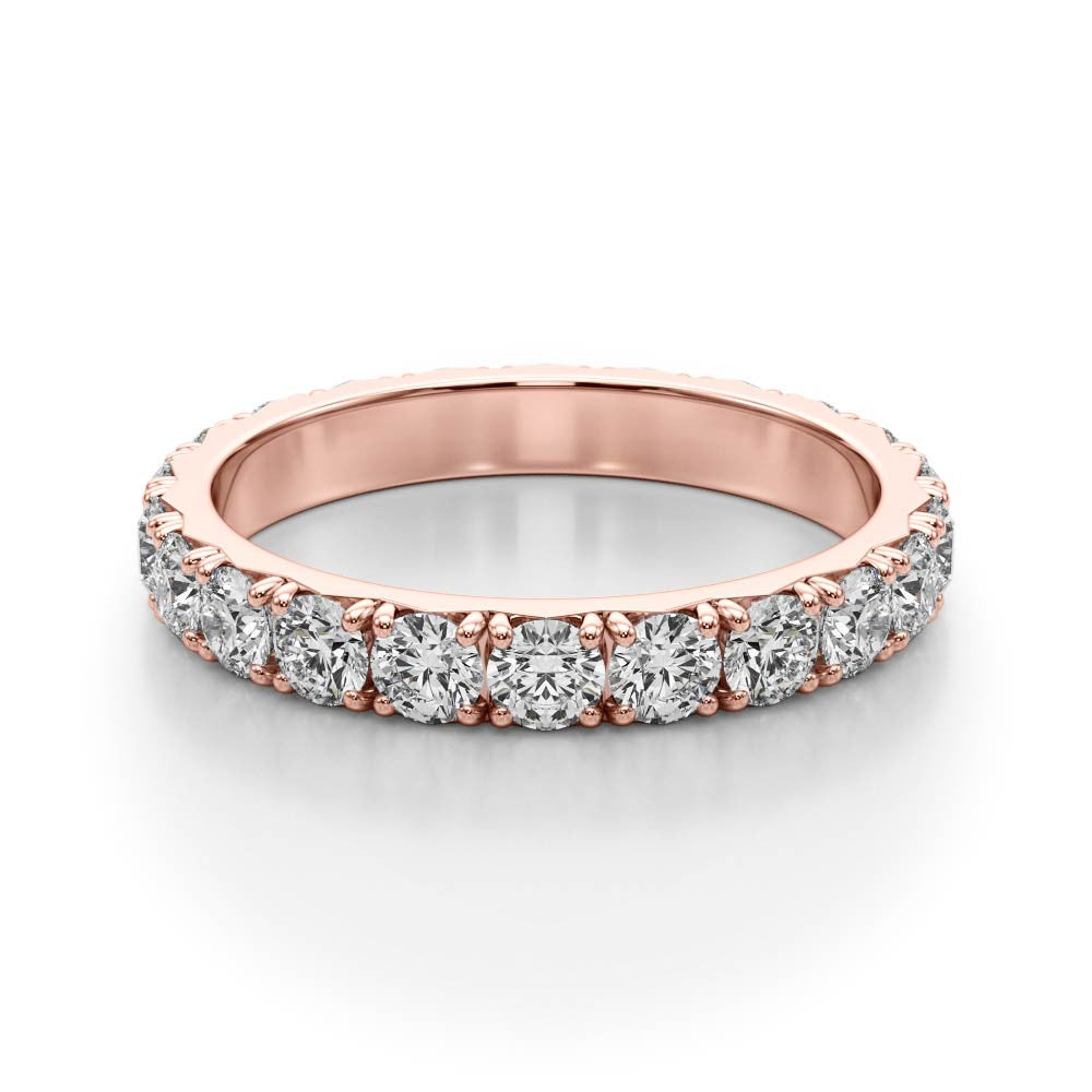 Rose gold Round Diamond Eternity Band with Pavé Setting and Shared Prong 2