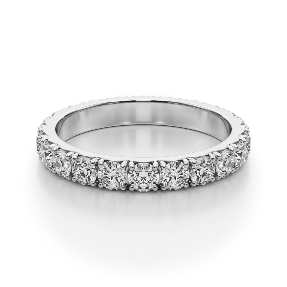 White gold Round Diamond Eternity Band with Pavé Setting and Shared Prong 2