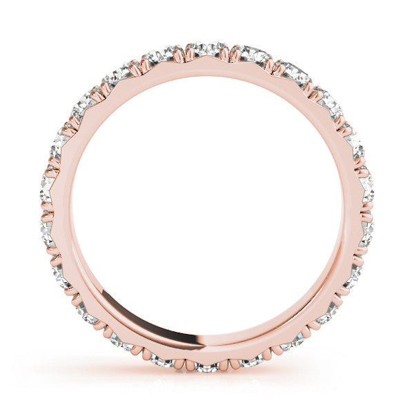 Rose gold Round Diamond Eternity Band with Pavé Setting and Shared Prong 3