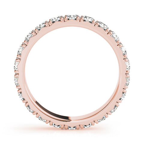 Rose gold Round Diamond Eternity Band with Pavé Setting and Shared Prong 3