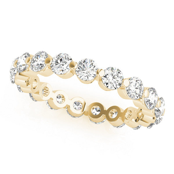 Yellow gold Round Diamond Eternity Band with Scalloped Prong Setting 1