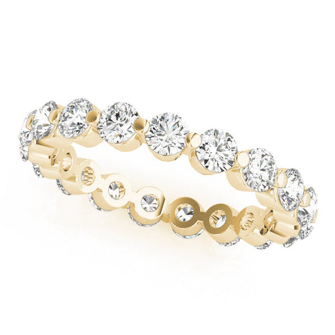 Yellow gold Round Diamond Eternity Band with Scalloped Prong Setting 1
