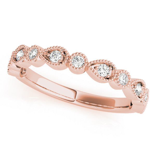 Rose gold Milgrain Bezel Set Pear and Round Diamond Eternity Band 1