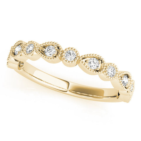 Yellow gold Milgrain Bezel Set Pear and Round Diamond Eternity Band 1