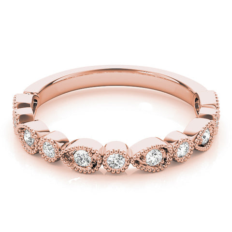 Rose gold Milgrain Bezel Set Pear and Round Diamond Eternity Band 2