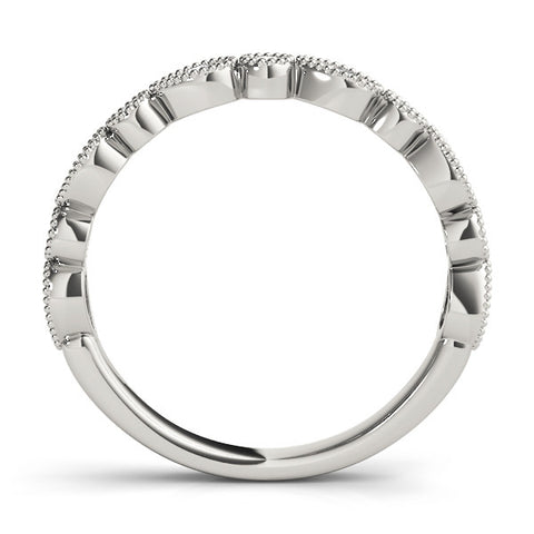 White gold Milgrain Bezel Set Pear and Round Diamond Eternity Band 3