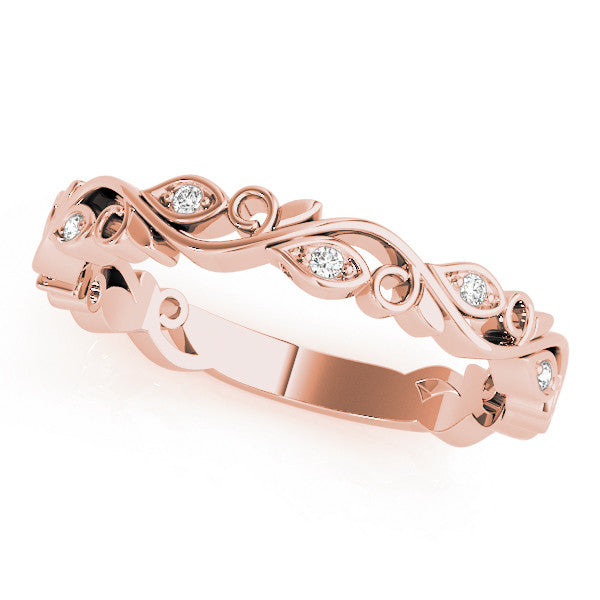 Rose gold Marquise Diamond Vine Eternity Band with Bezel Setting 1