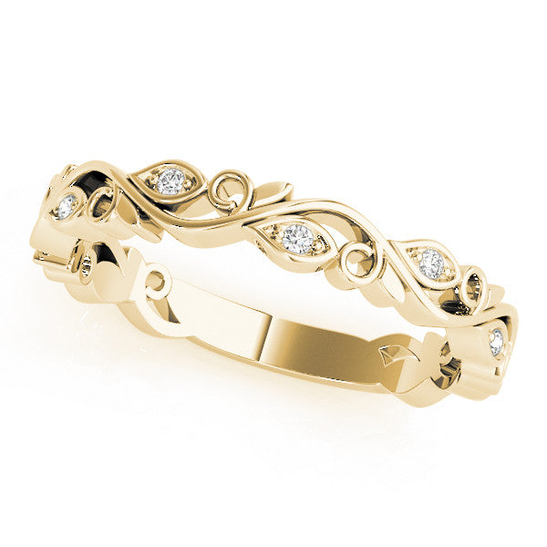 Yellow gold Marquise Diamond Vine Eternity Band with Bezel Setting 1