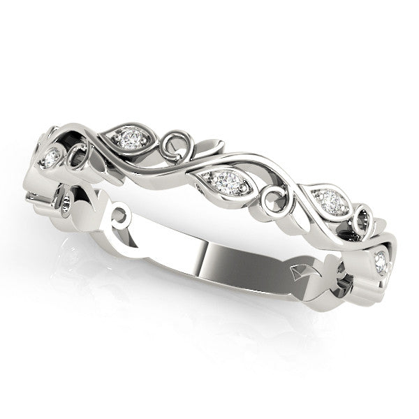 White gold Marquise Diamond Vine Eternity Band with Bezel Setting 1