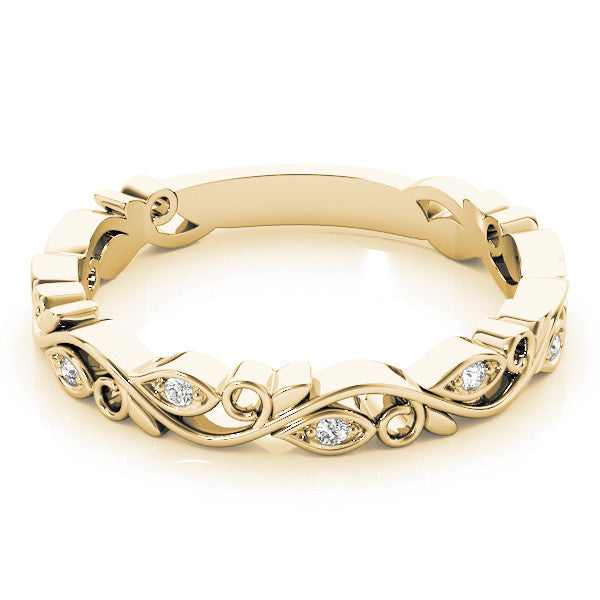 Yellow gold Marquise Diamond Vine Eternity Band with Bezel Setting 2