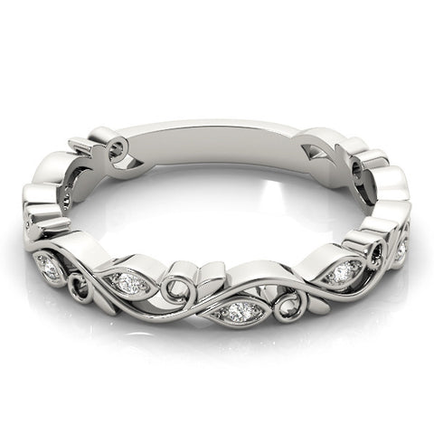 White gold Marquise Diamond Vine Eternity Band with Bezel Setting 2