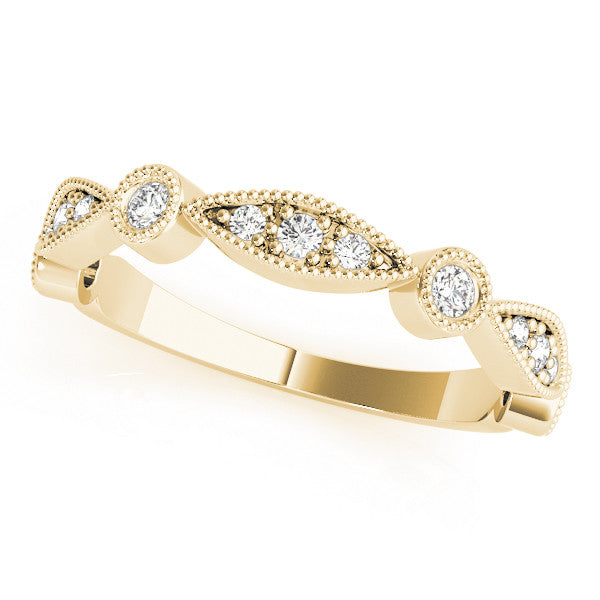 Yellow gold Milgrain Bezel and Marquise Diamond Band 1