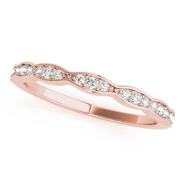 Rose gold Round Diamond Scalloped Pavé Eternity Band 1