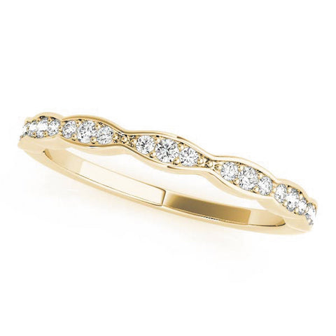 Yellow gold Round Diamond Scalloped Pavé Eternity Band 1