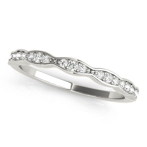 White gold Round Diamond Scalloped Pavé Eternity Band 1