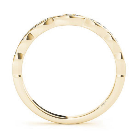 Yellow gold Round Diamond Scalloped Pavé Eternity Band 2