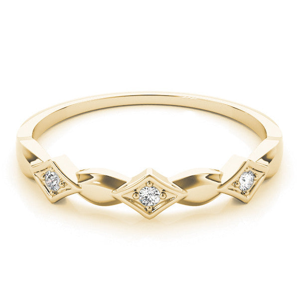 Yellow gold Square Diamond Twist Band with Bezel Setting 2