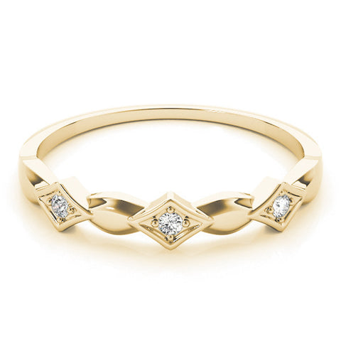 Yellow gold Square Diamond Twist Band with Bezel Setting 2