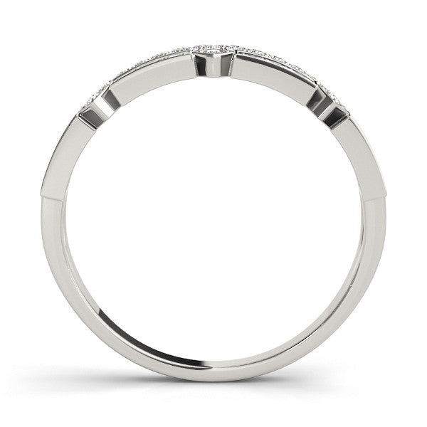 White gold Pavé Round Diamond Channel Set Dual Band with Prong Setting 3