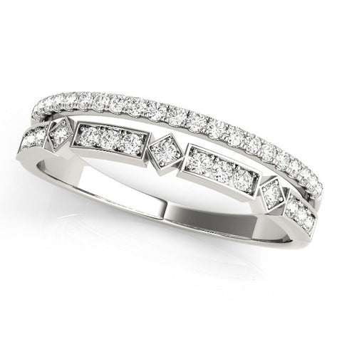 White gold Pavé Round Diamond Channel Set Dual Band with Prong Setting 1