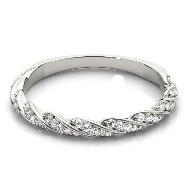 White gold Twisted Pave Round Diamond Eternity Band with Shared Prong Setting 2