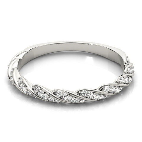 White gold Twisted Pave Round Diamond Eternity Band with Shared Prong Setting 2