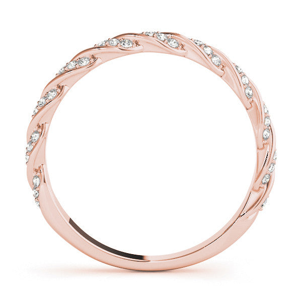 Rose gold Twisted Pave Round Diamond Eternity Band with Shared Prong Setting 3
