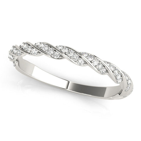 White gold Twisted Pave Round Diamond Eternity Band with Shared Prong Setting 1