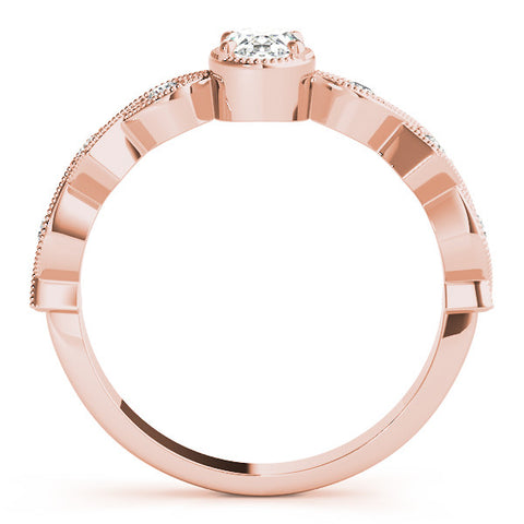 Rose gold Oval Milgrain Marquise Diamond Twist Band Ring
