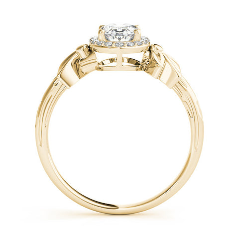 Yellow gold Oval Halo Diamond Floral Band with Four-Prong Setting
