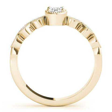 Yellow gold Oval Cut Diamond Milgrain Marquise Band with Prong Setting