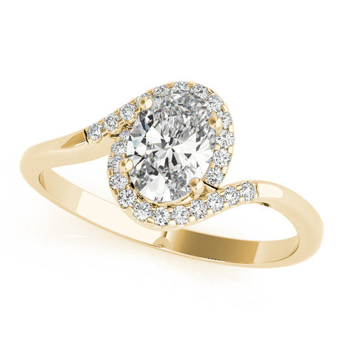 Yellow gold Oval Halo Twist Band with Four-Prong Setting