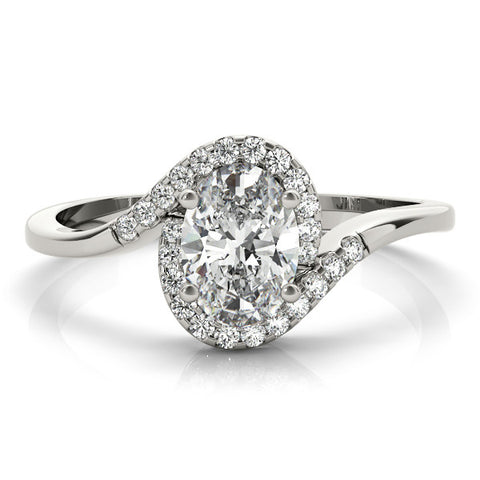 White gold Oval Halo Twist Band with Four-Prong Setting