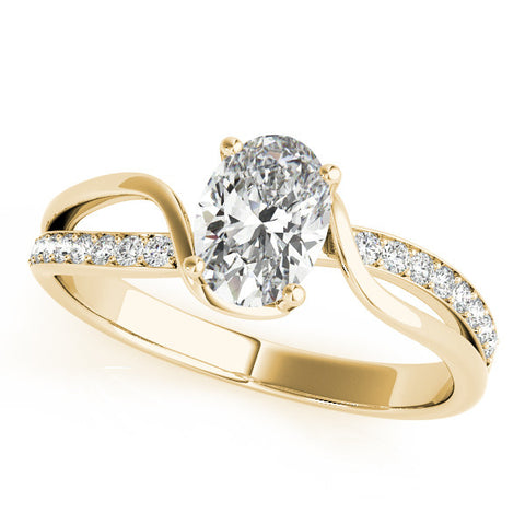 Yellow gold Oval Solitaire Twisted Band with Prong Setting