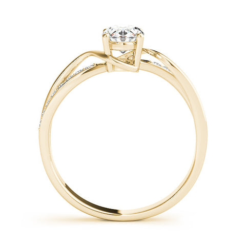 Yellow gold Oval Solitaire Twisted Band with Prong Setting