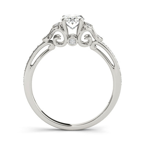 White gold Oval Diamond Bezel and Prong Setting with Pave Band