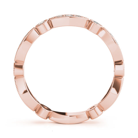Rose gold Milgrain Marquise and Round Diamond Eternity Band with Bezel Setting 3