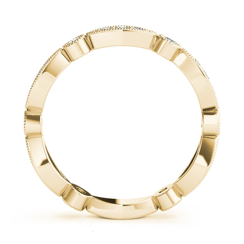 Yellow gold Milgrain Marquise and Round Diamond Eternity Band with Bezel Setting 3