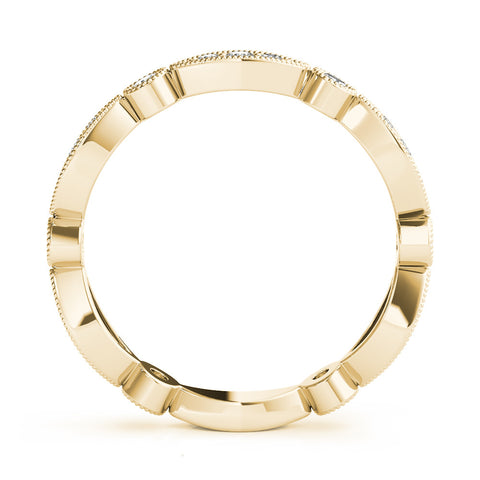 Yellow gold Milgrain Marquise and Round Diamond Eternity Band with Bezel Setting 3