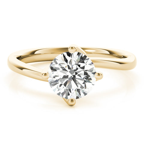 Yellow gold Round Solitaire Diamond Engagement Ring with Four-Prong Setting and Classic Band