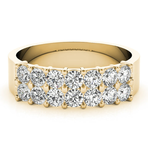 Yellow gold Three-Row Round Diamond Channel Band with Shared Prong Setting 2