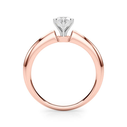 Rose gold Marquise Solitaire Diamond Ring with Six-Prong Setting on a Classic Band