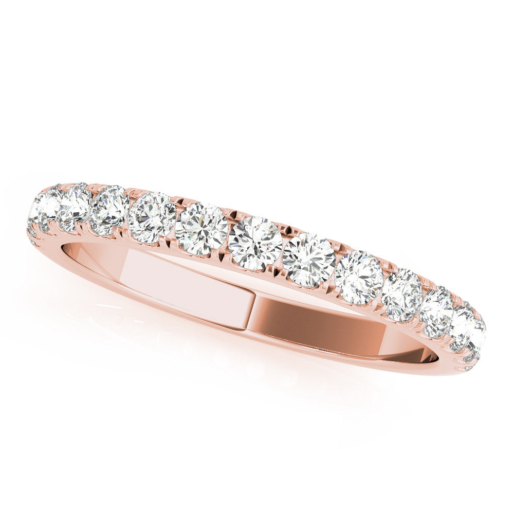 Rose gold Round Diamond Classic Half Eternity Band with Shared Prong Setting 1