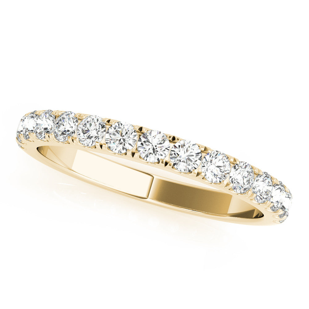Yellow gold Round Diamond Classic Half Eternity Band with Shared Prong Setting 1