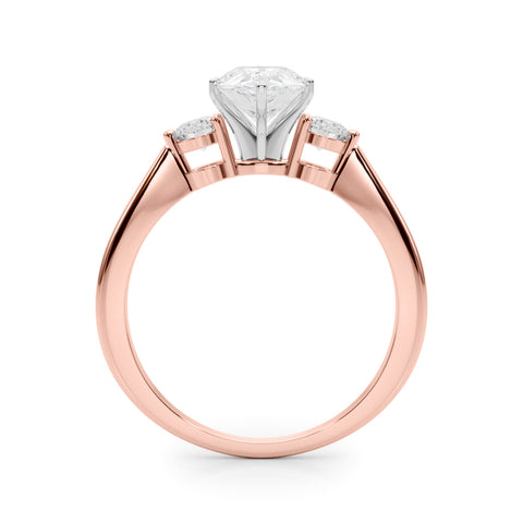 Rose gold Three-Stone Pear Solitaire Ring with Tapered Band and Four-Prong Setting