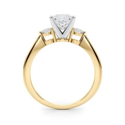 Yellow gold Three-Stone Princess Solitaire Ring with Tapered Band and Four-Prong Setting