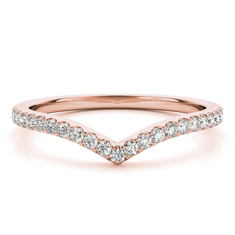 Rose gold Pavé Round Diamond Chevron Band with Shared Prong Setting 2