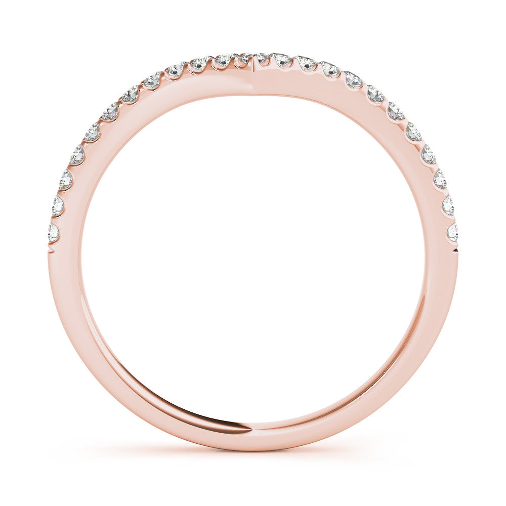 Rose gold Pavé Round Diamond Chevron Band with Shared Prong Setting 3
