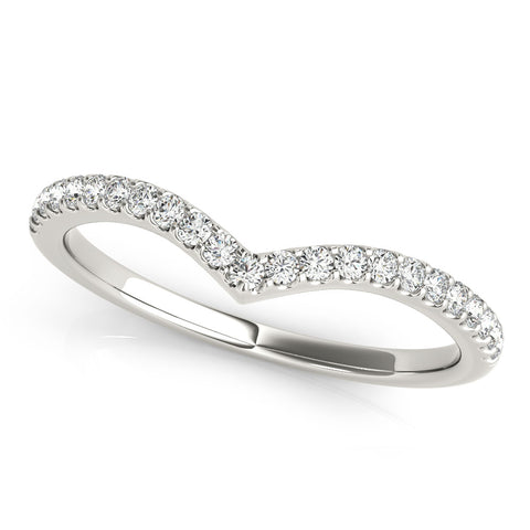 White gold Pavé Round Diamond Chevron Band with Shared Prong Setting 1