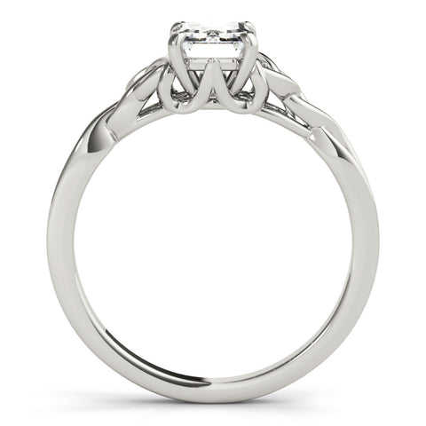 Platinum Emerald Cut Solitaire Celtic Knot Ring with Four-Prong Setting